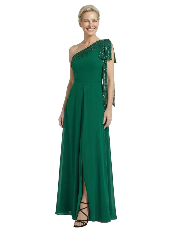 Modern One Shoulder Sequin A-Line Chiffon Mother Of The Bride Dress sold by ChicSew