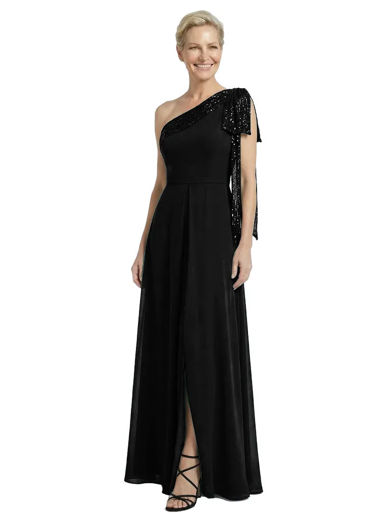 Modern One Shoulder Sequin A-Line Chiffon Mother Of The Bride Dress sold by ChicSew product image thumbnail 4