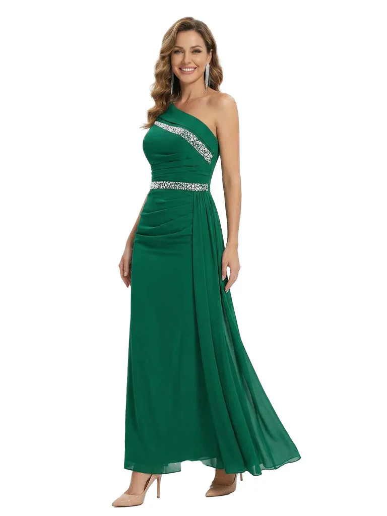 Classy One Shoulder Beaded Ruched Chiffon Maxi Mother Of The Bride Dress sold by ChicSew