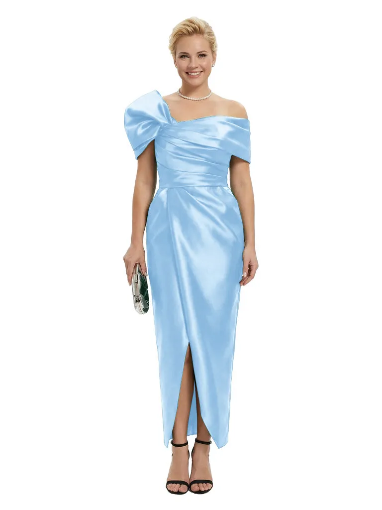 Chic Asymmetrical Neckline Ruched Satin Mermaid Dress For Mother Of The Bride sold by ChicSew product image thumbnail 5