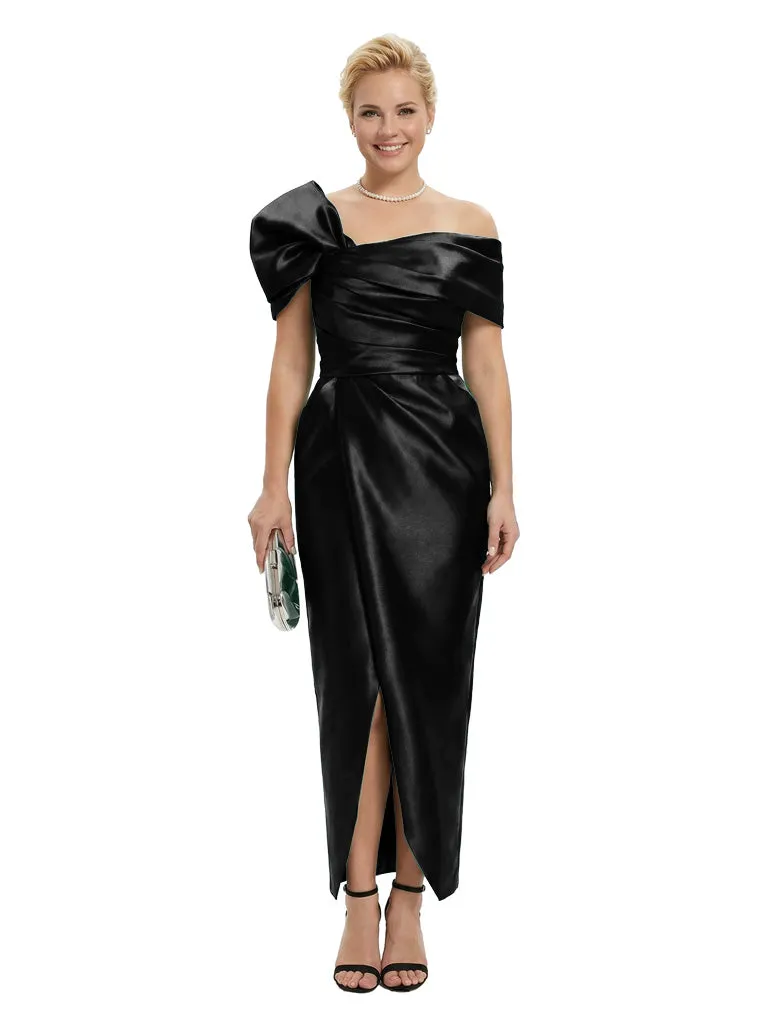Chic Asymmetrical Neckline Ruched Satin Mermaid Dress For Mother Of The Bride sold by ChicSew product image thumbnail 4