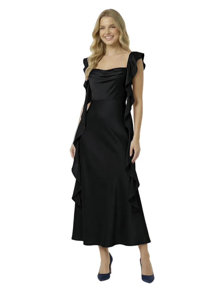 Elegant Square Neck Ruffles Sleeveless A-Line Prom Dress Long Evening Gown sold by ChicSew product image thumbnail 4