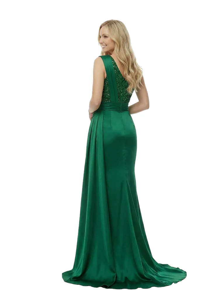 Stunning One Shoulder Sequin Satin Prom Gown Unique Mermaid Long Dress With Waist Drape sold by ChicSew product image thumbnail 3