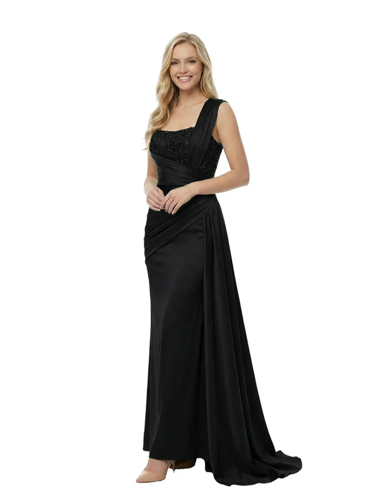 Stunning One Shoulder Sequin Satin Prom Gown Unique Mermaid Long Dress With Waist Drape sold by ChicSew product image thumbnail 4