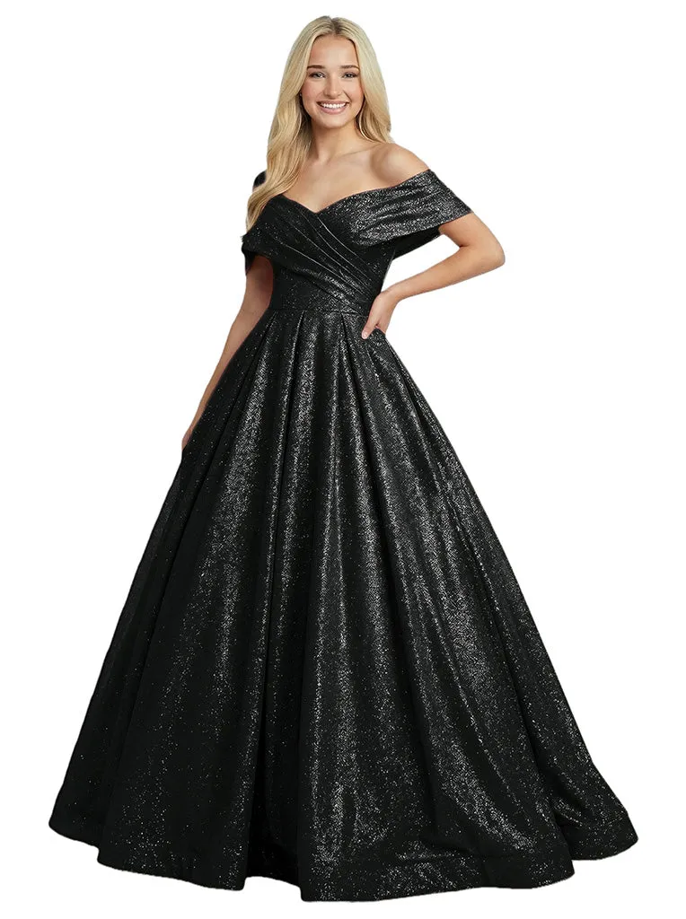Gorgeous Off Shoulder Glitter Jersey A-line Ruched Evening Prom Dresses sold by ChicSew product image thumbnail 4