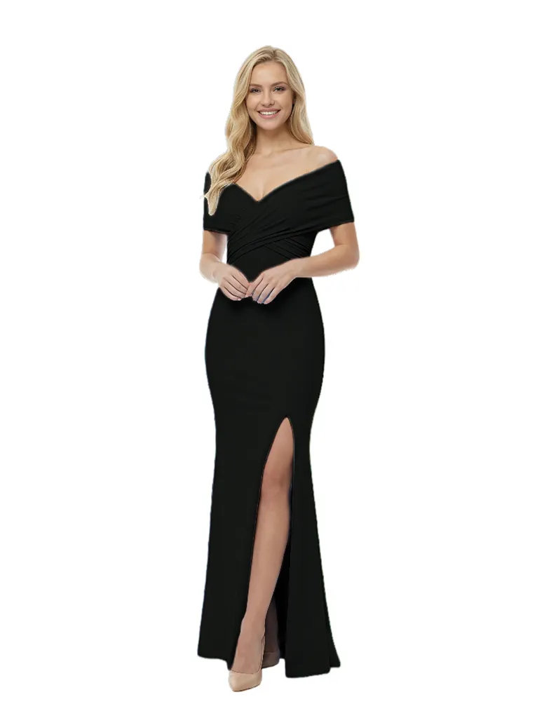 Elegant Off Shoulder Side Slit Crepe Prom Gown Modern Mermaid Long Dress sold by ChicSew product image thumbnail 4