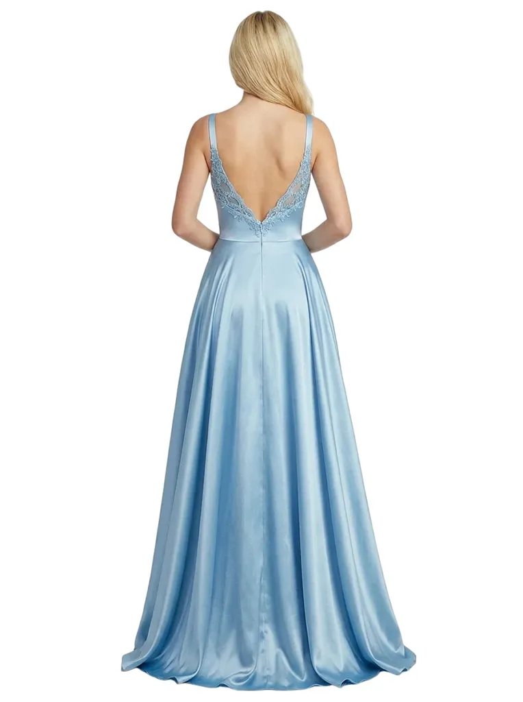 Sexy Spaghetti Strap Lace Corset High Slit Satin Prom Gown A-Line Formal Party Dress sold by ChicSew product image thumbnail 2
