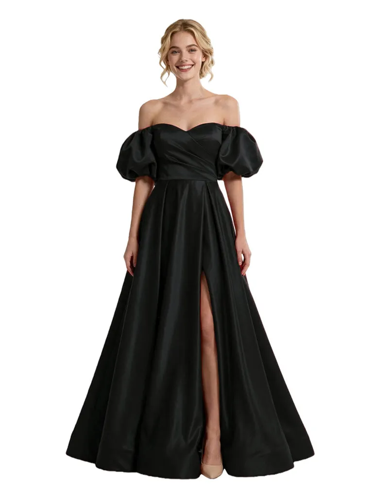 Modern Ruffle Satin Sweetheart One Shoulder Long Party Prom Dresses sold by ChicSew product image thumbnail 4