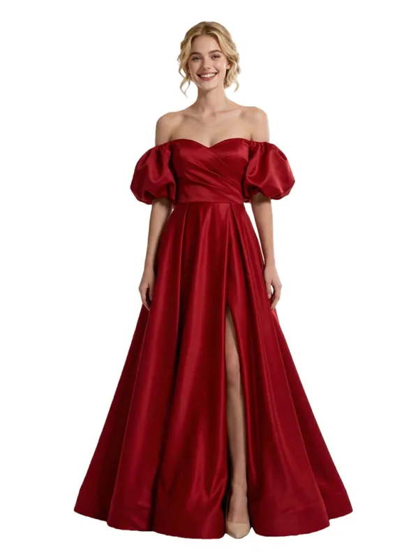 Modern Ruffle Satin Sweetheart One Shoulder Long Party Prom Dresses sold by ChicSew