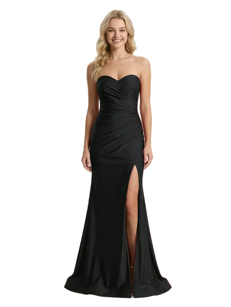 Sexy Sweetheart Ruched Prom Gown Side Slit Floor Length Mermaid Party Dress sold by ChicSew product image thumbnail 4