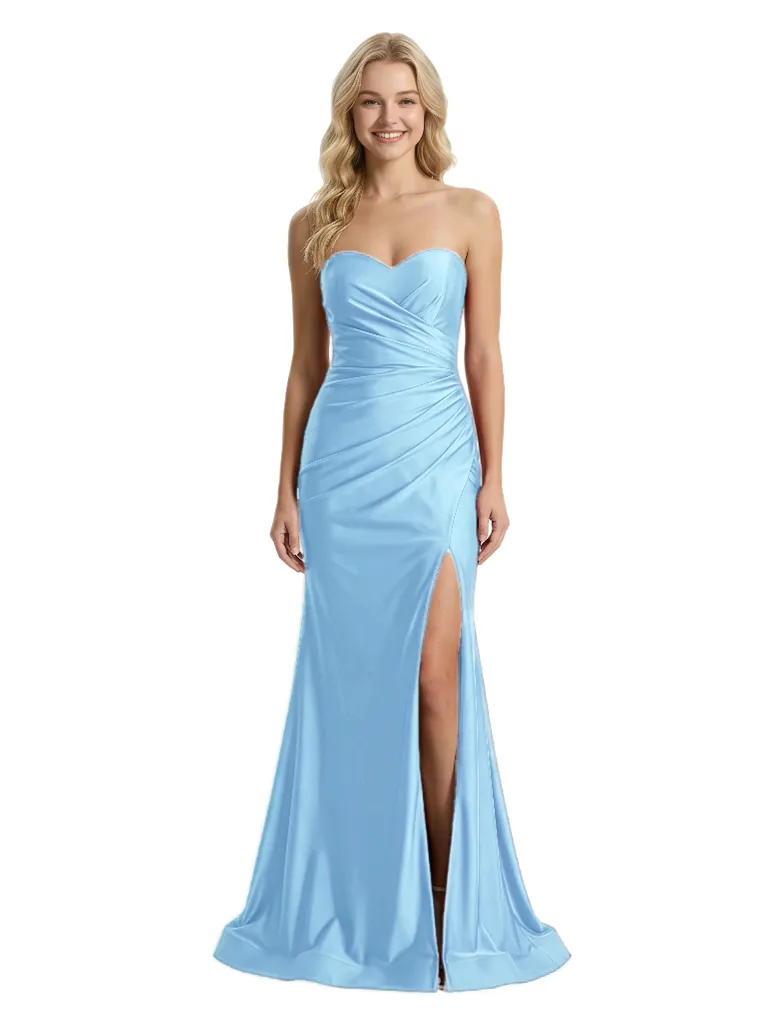 Sexy Sweetheart Ruched Prom Gown Side Slit Floor Length Mermaid Party Dress sold by ChicSew product image thumbnail 5