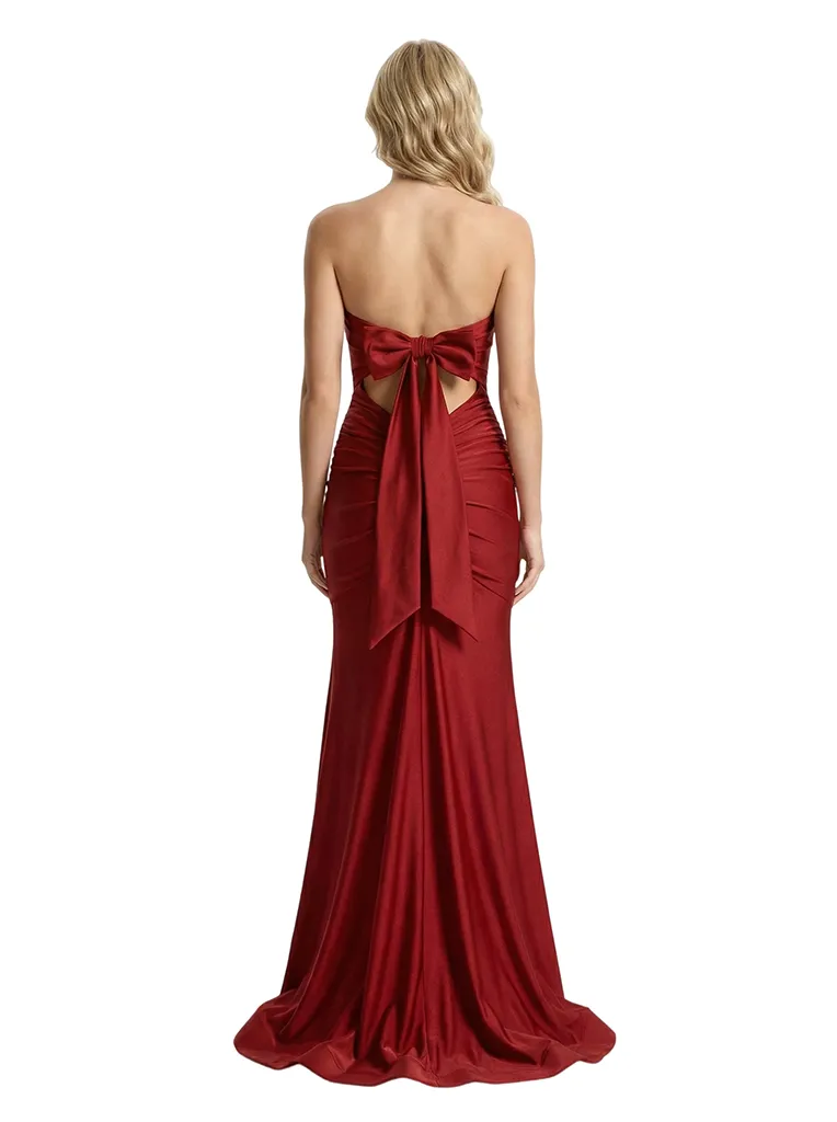 Sexy Sweetheart Ruched Prom Gown Side Slit Floor Length Mermaid Party Dress sold by ChicSew product image thumbnail 3