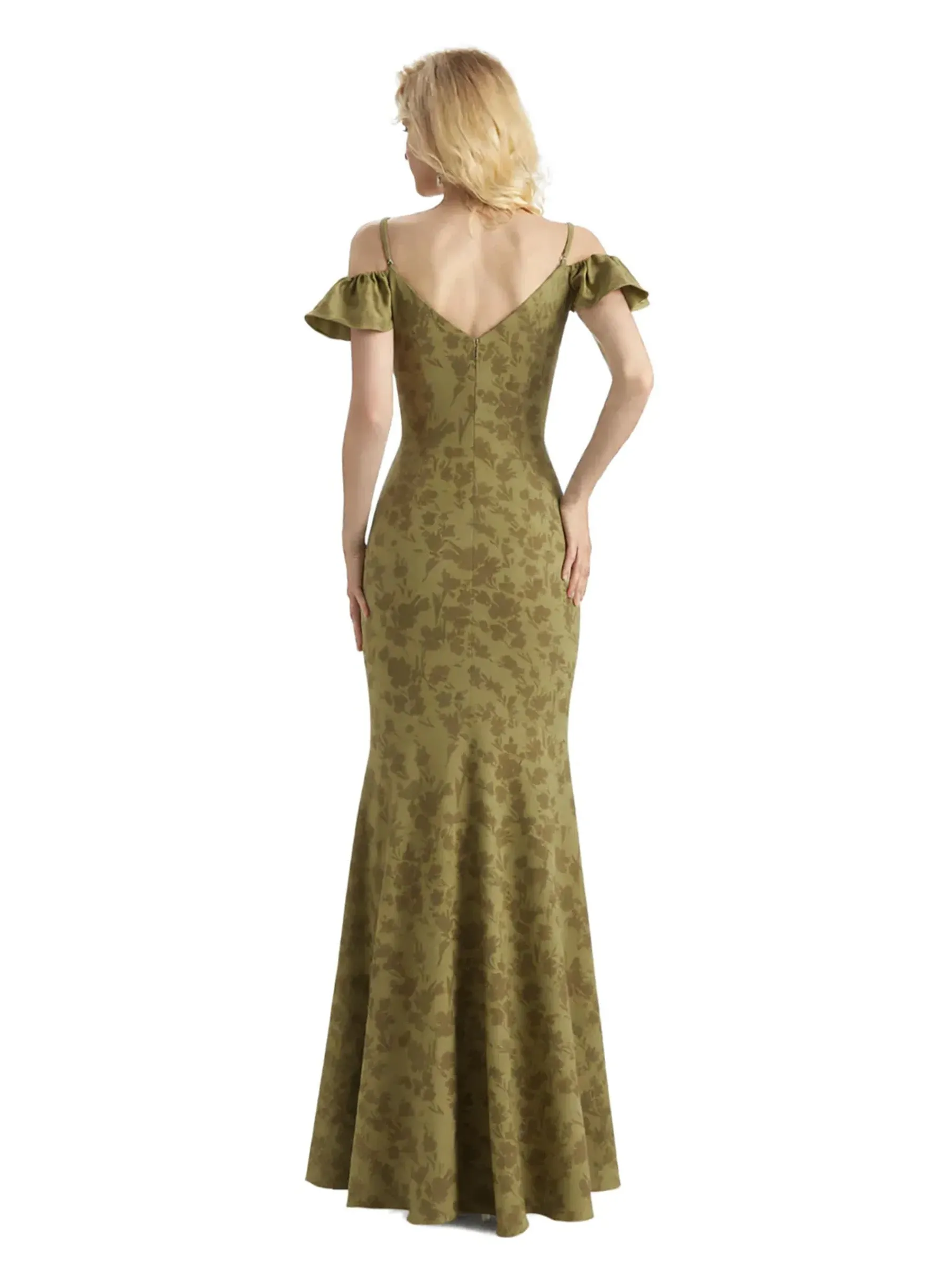 Beautiful Mermaid Cold Shoulder Floral Satin Maxi Floral Formal Dresses For Women sold by ChicSew product image thumbnail 2