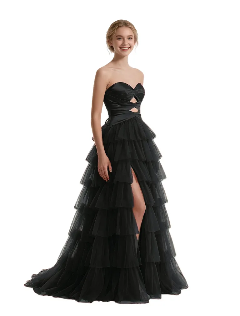 Beautiful Sweetheart Ruffles Side Slit A-Line Floor-Length Long Party Prom Dresses sold by ChicSew product image thumbnail 4