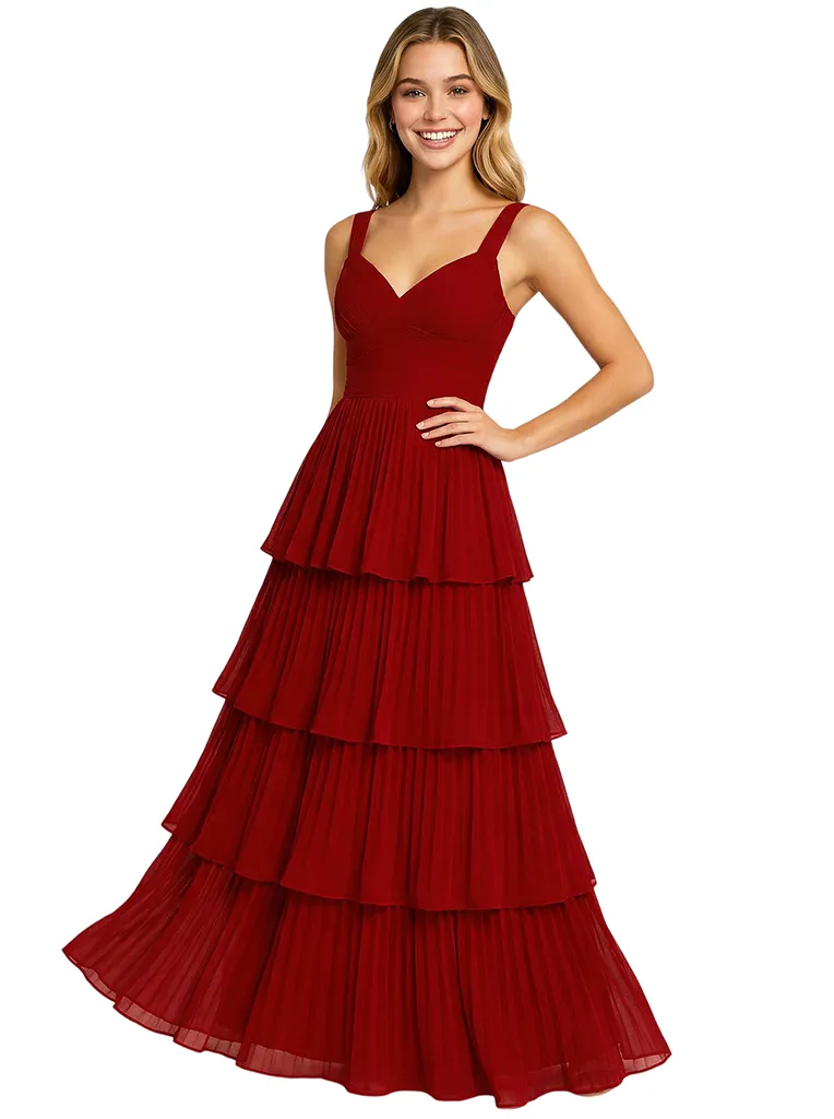 Cute V-neck Ruffles A-Line Floor-Length Long Party Prom Dresses sold by ChicSew product image thumbnail 4