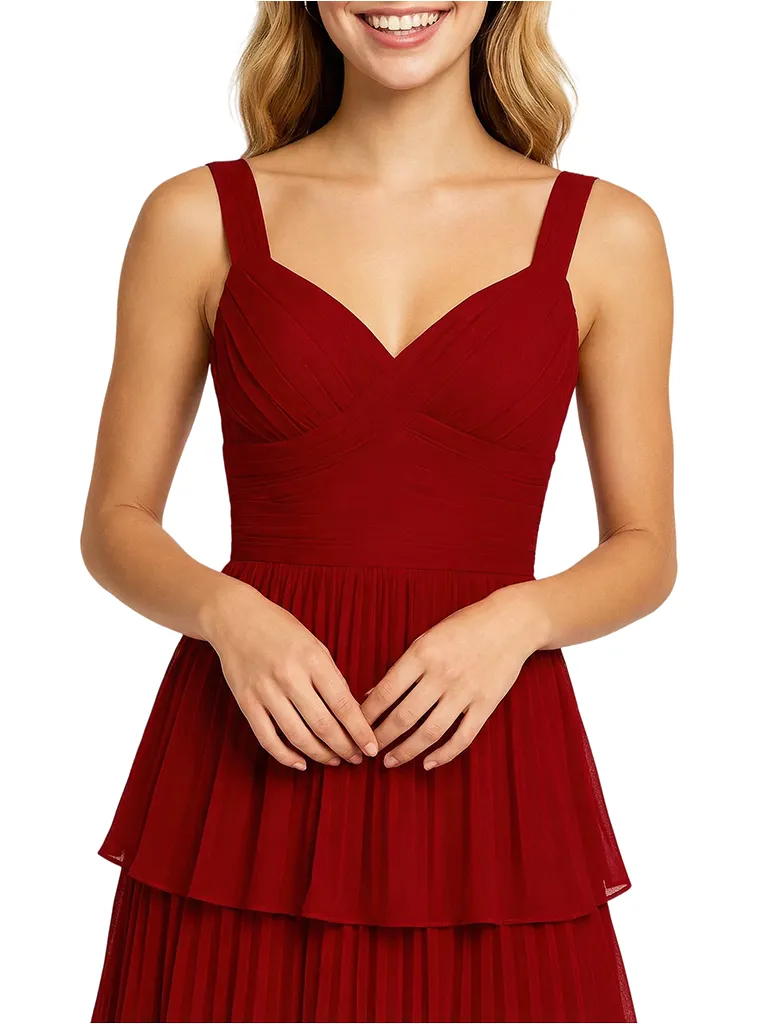 Cute V-neck Ruffles A-Line Floor-Length Long Party Prom Dresses sold by ChicSew product image thumbnail 2