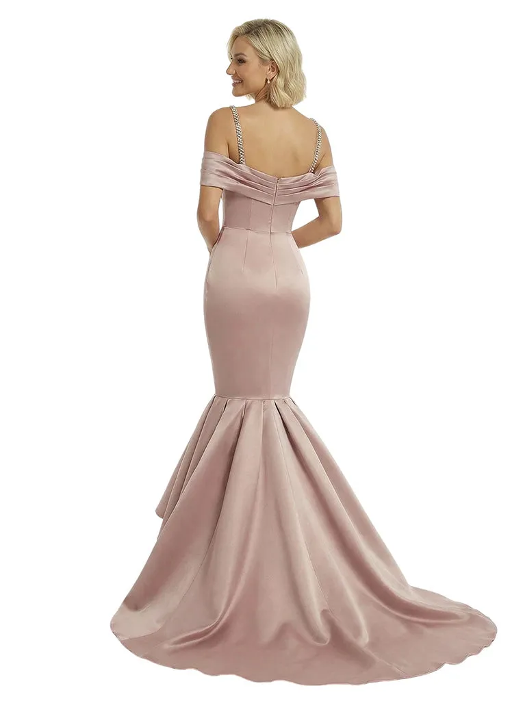 Stunning Cold Shoulder Mermaid Satin Long Party Prom Dresses sold by ChicSew product image thumbnail 3