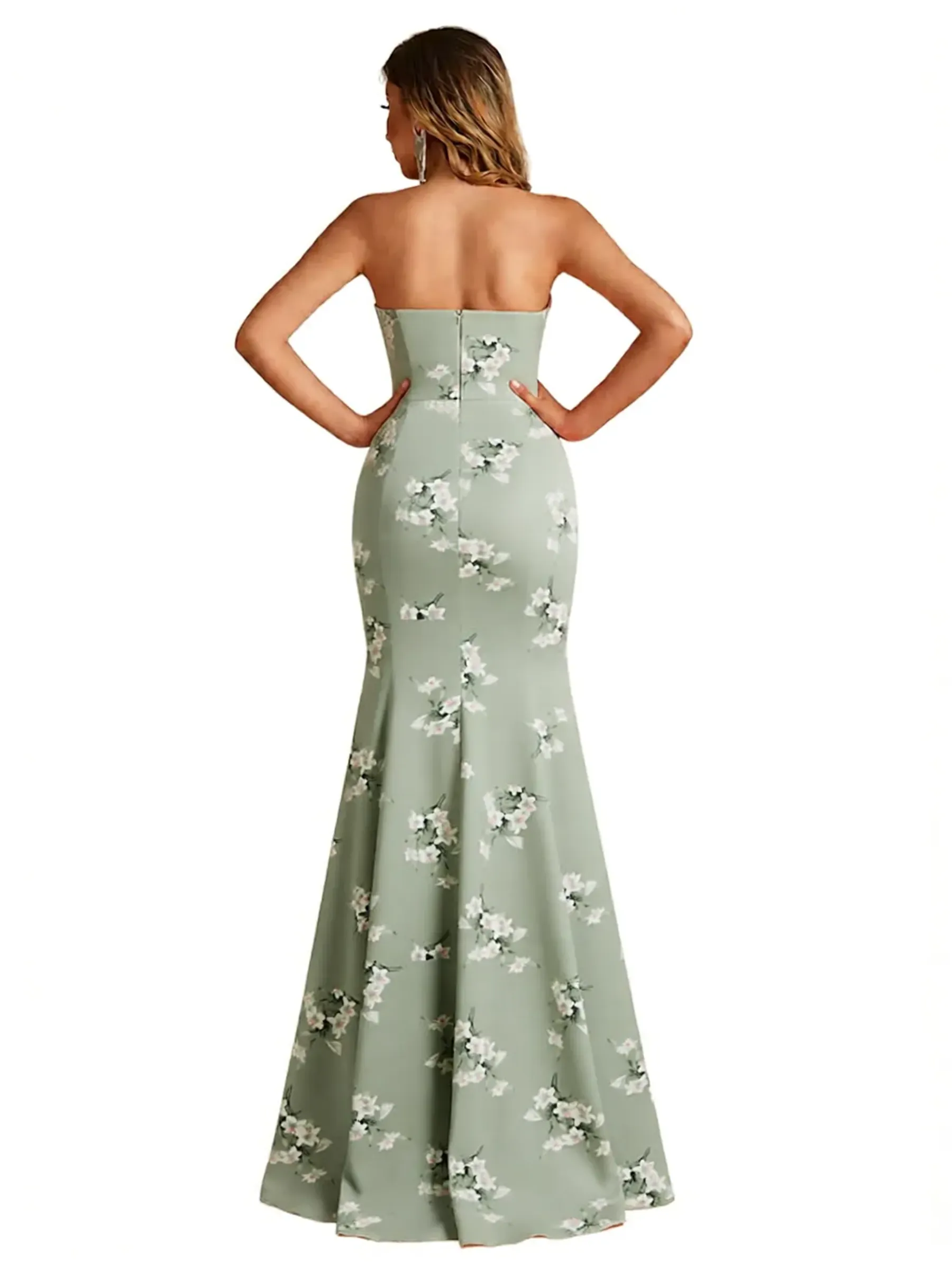 Sexy Sweetheart Mermaid Long Satin Floral Formal Dresses For Women sold by ChicSew product image thumbnail 2