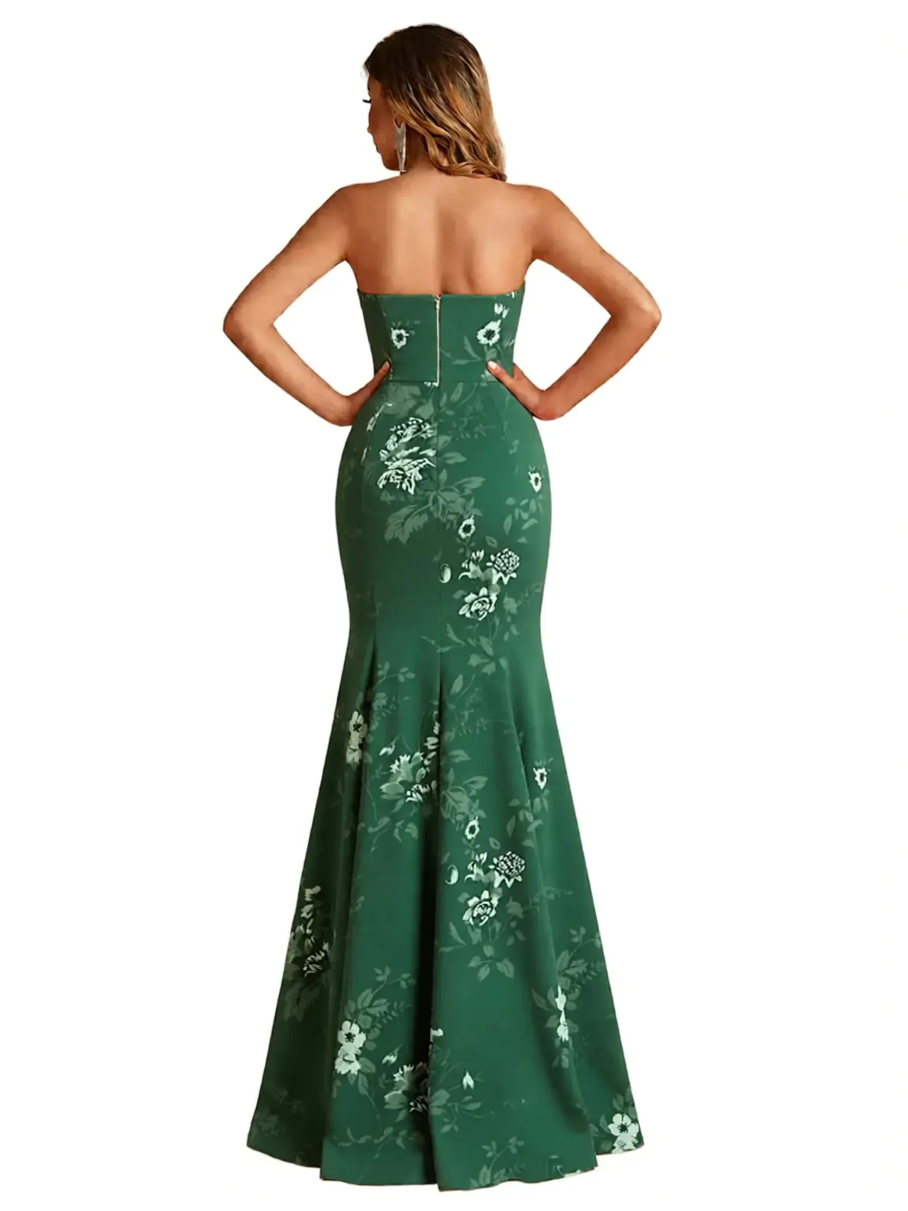Sexy Sweetheart Mermaid Long Satin Floral Formal Dresses For Women sold by ChicSew product image thumbnail 2