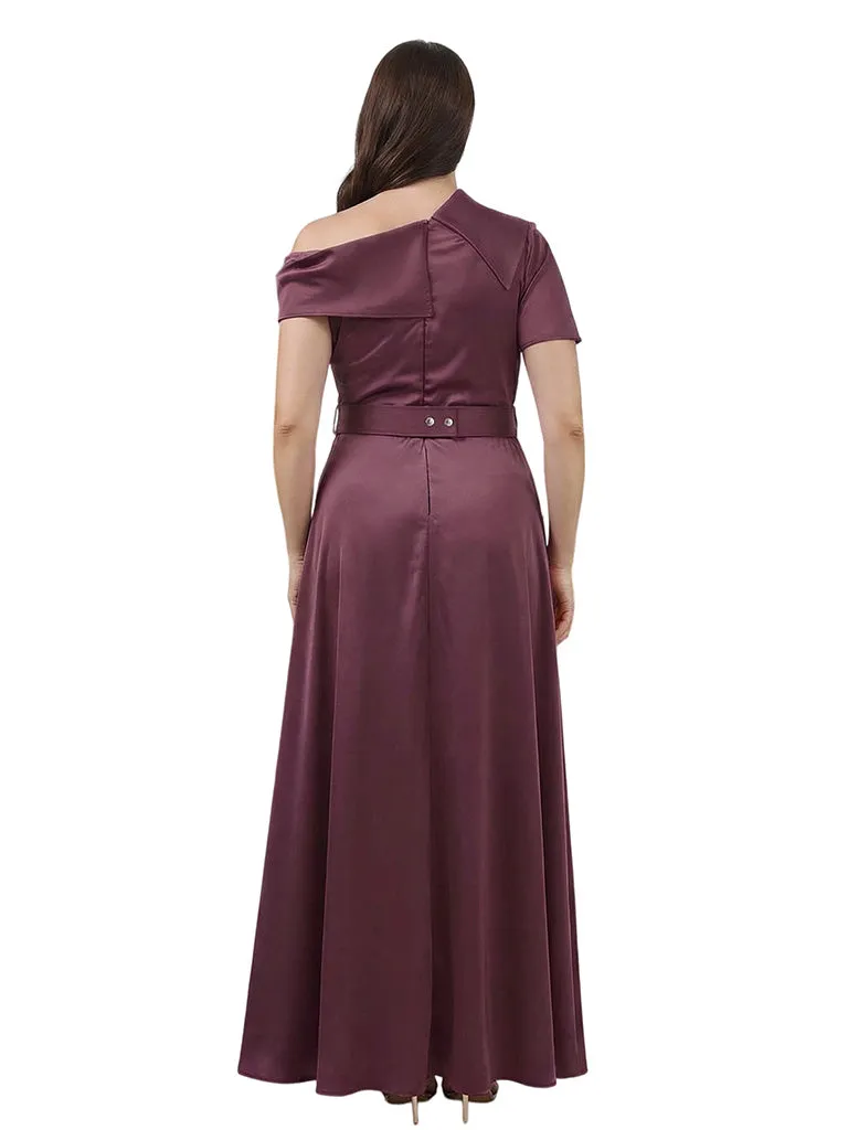 Chic One Shoulder Beaded Detail A-Line Satin Mother of The Bride Dress sold by ChicSew product image thumbnail 3