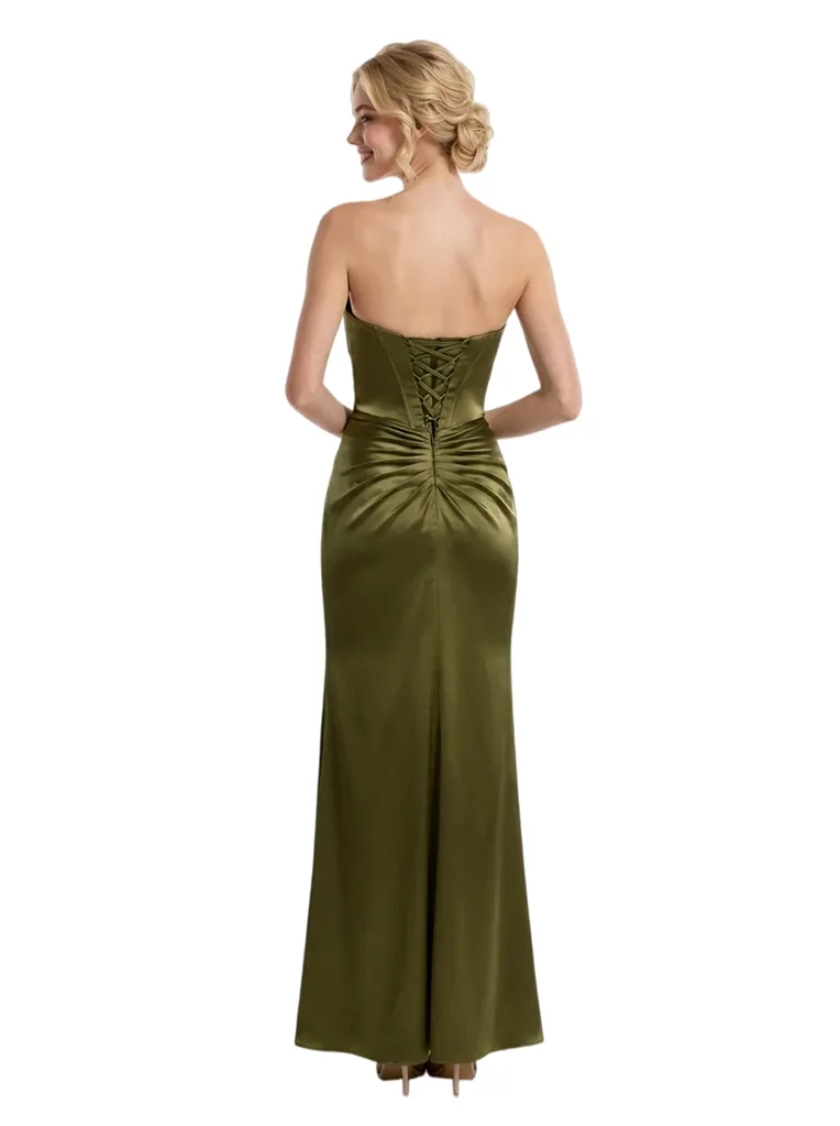 Sweet Satin Beaded Sweetheart Corset Lace Up Back Mermaid Long Party Prom Dresses sold by ChicSew product image thumbnail 2