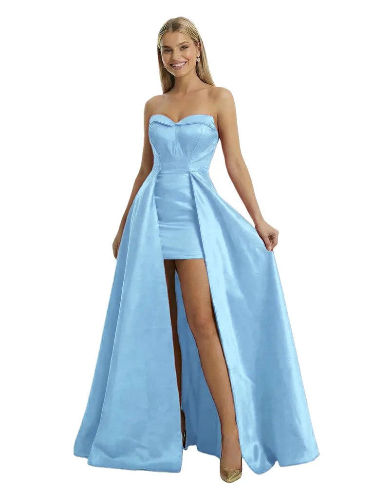 Sexy Strapless Satin Cocktail Dresses Sweetheart Prom Gown Overskirt sold by ChicSew product image thumbnail 5