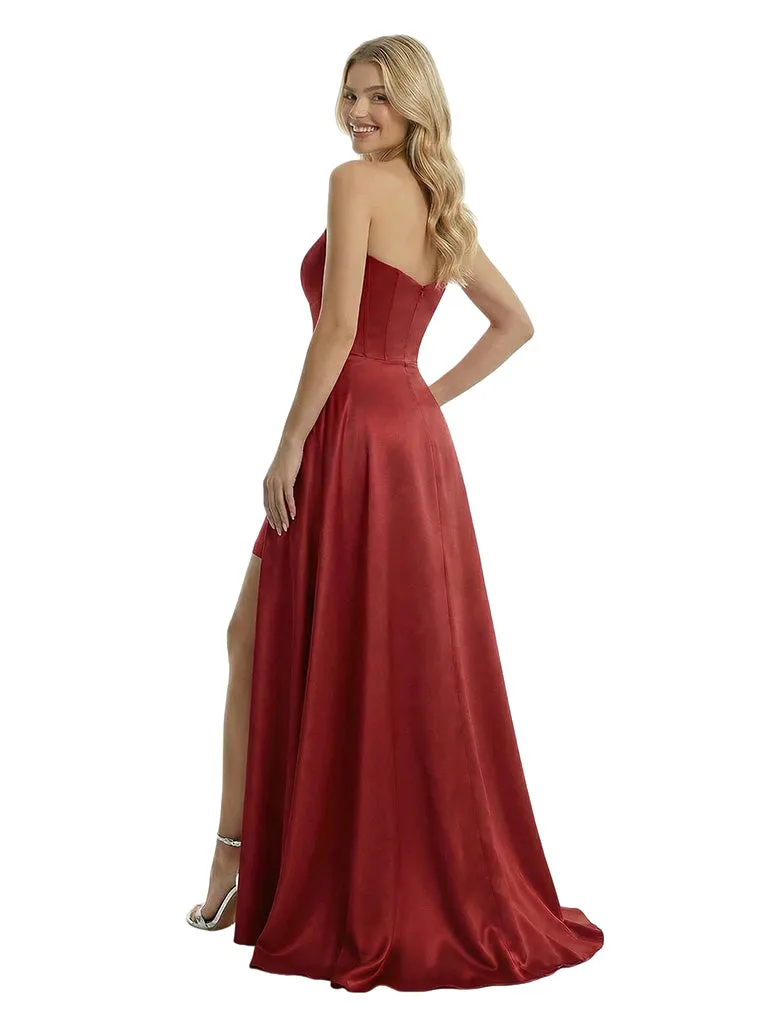 Sexy Strapless Satin Cocktail Dresses Sweetheart Prom Gown Overskirt sold by ChicSew product image thumbnail 3