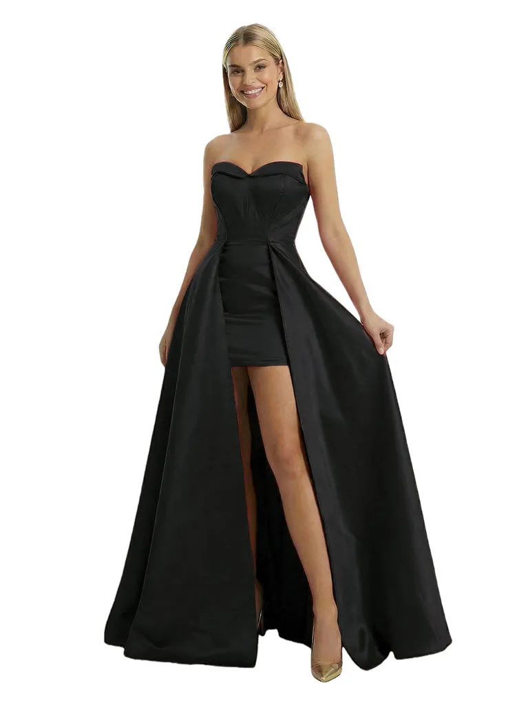 Sexy Strapless Satin Cocktail Dresses Sweetheart Prom Gown Overskirt sold by ChicSew product image thumbnail 4