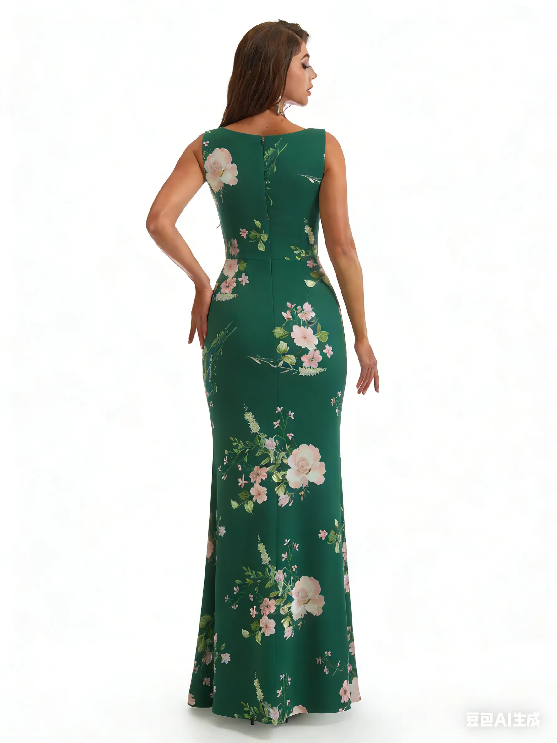 Elegant Spaghetti Straps Cowl Mermaid Long Satin Floral Formal Evening Dresses For Ladies sold by ChicSew product image thumbnail 2