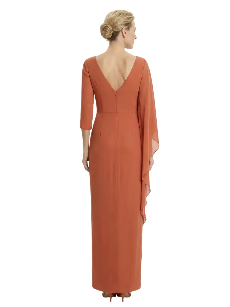 Elegant 3/4 Sleeves V-Neck Chiffon A-Line Floor-Length Beautiful Mother of The Bride Gown sold by ChicSew product image thumbnail 3