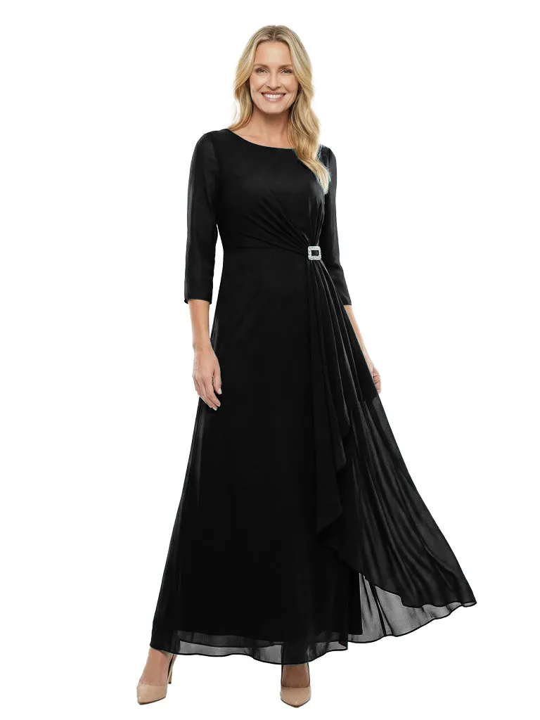 Modern Jewel 3/4 Sleeves Chiffon Mother Of The Bride Dress With Unique Side Pleats sold by ChicSew product image thumbnail 4