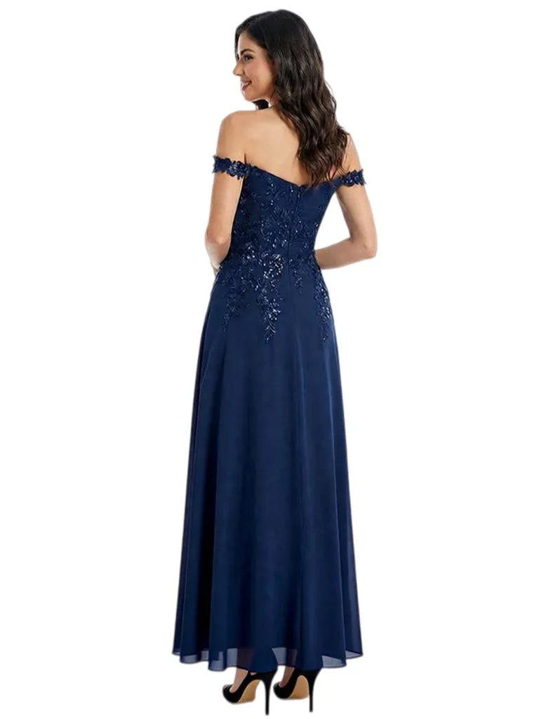 Pretty Off Shoulder A-Line Mother Of The Bride Dress With Floral Lace sold by ChicSew product image thumbnail 3