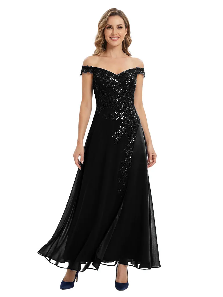 Pretty Off Shoulder A-Line Mother Of The Bride Dress With Floral Lace sold by ChicSew product image thumbnail 4