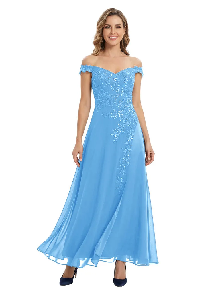 Pretty Off Shoulder A-Line Mother Of The Bride Dress With Floral Lace sold by ChicSew product image thumbnail 5