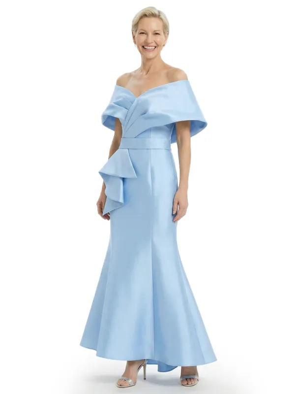 Mother of The Groom Dress Off Shoulder Mermaid Satin Floor-Length Ruffled Fancy Chic Formal Gown sold by ChicSew