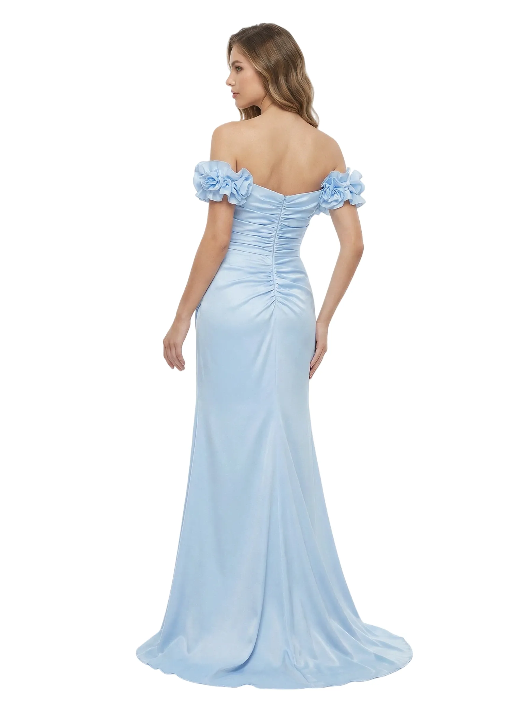 Mother of The Bride Gown Off Shoulder Flower Straps Satin Mermaid Floor-Length Sexy Stylish Formal Gown sold by ChicSew product image thumbnail 3
