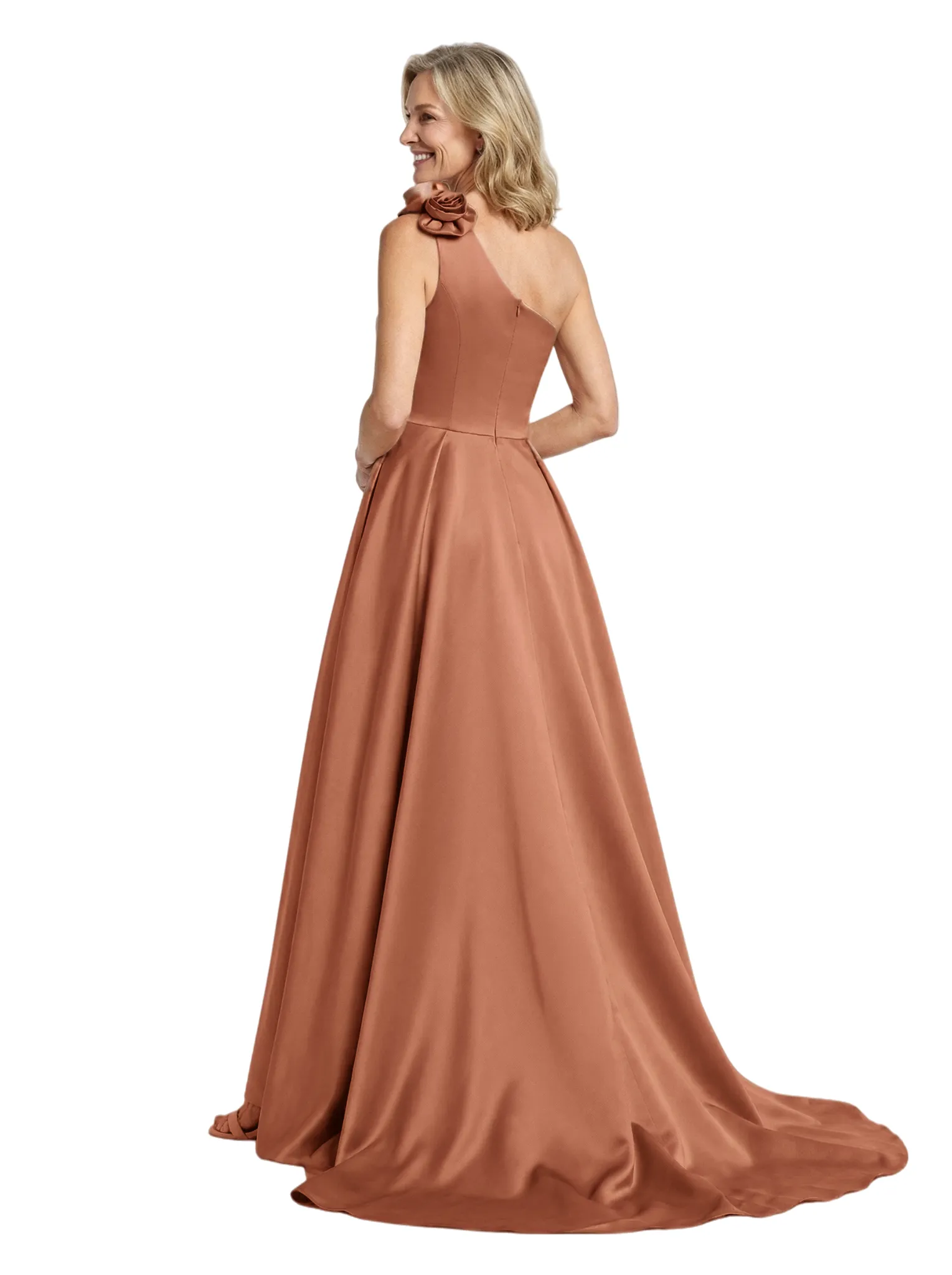 Mother of The Bride Dress One Shoulder Sleeveless Floor-Length Satin Gown Modern Classy Formal Evening Wear sold by ChicSew product image thumbnail 2