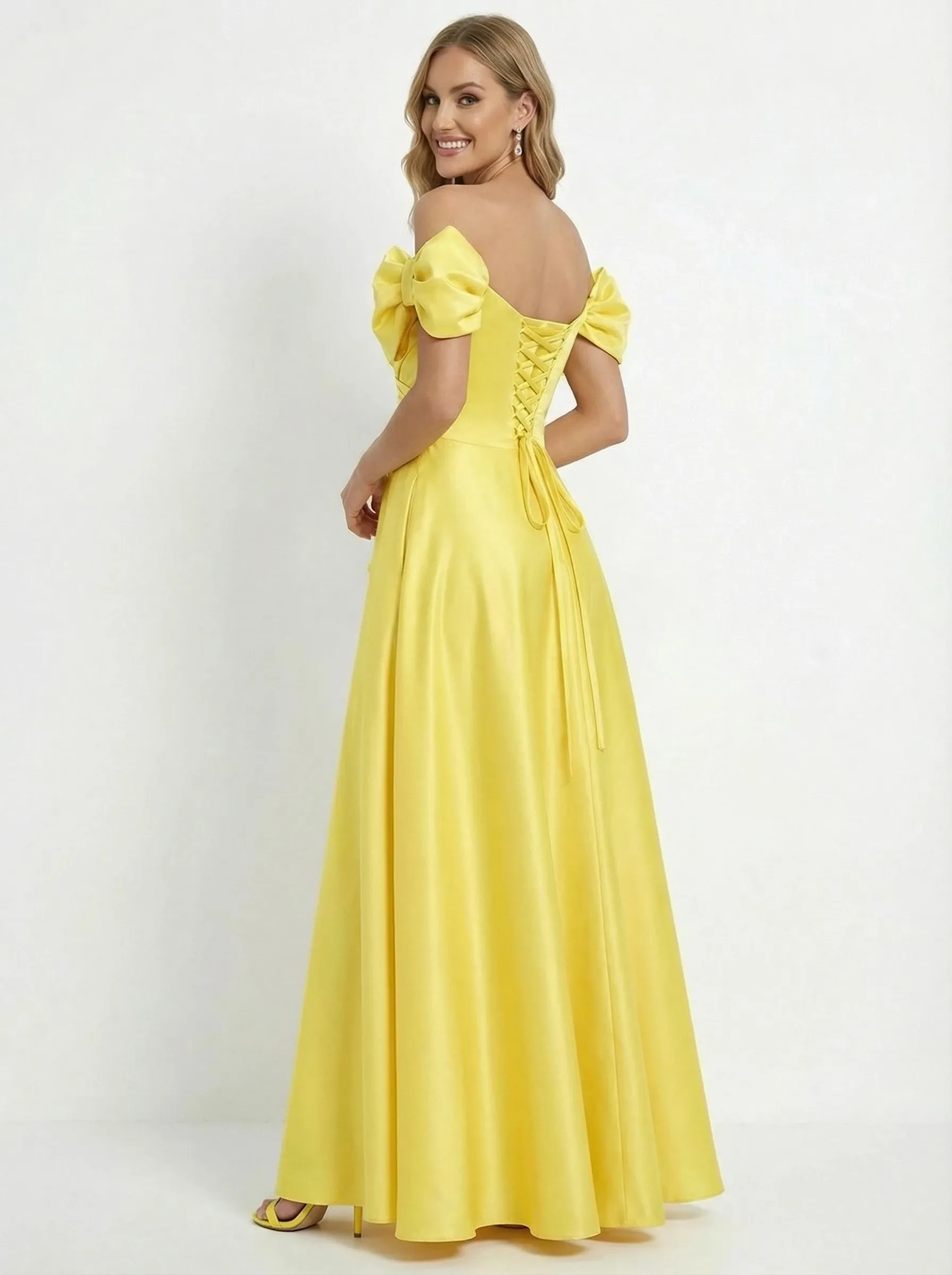 Glamorous Off the Shoulder Ruffles A-Line Formal Dress with Bow Sleeves sold by ChicSew product image thumbnail 3