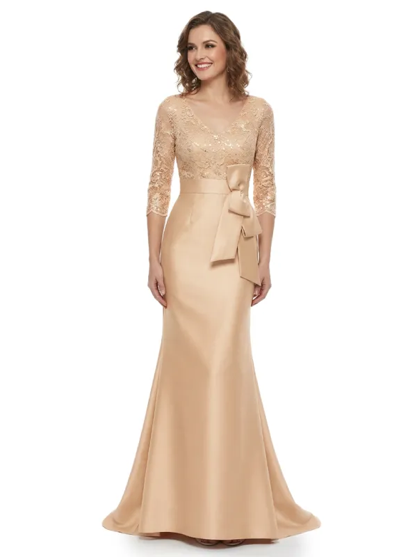 Chicsew Elegant V-Neck Lace Appliques Mermaid Satin Mother Of The Bride Dresses sold by ChicSew