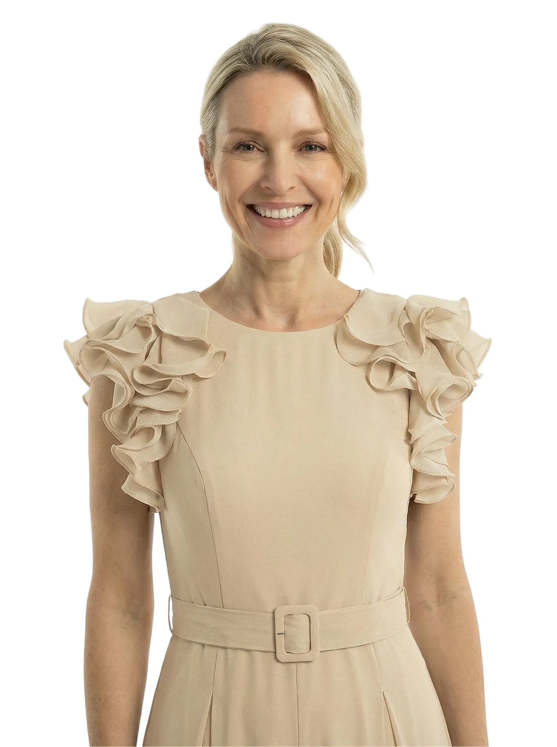 Chicsew Mother of The Bride Jumpsuit Classy Jewel Ruffle Short Sleeve Chiffon Outfit Modern Design sold by ChicSew product image thumbnail 2