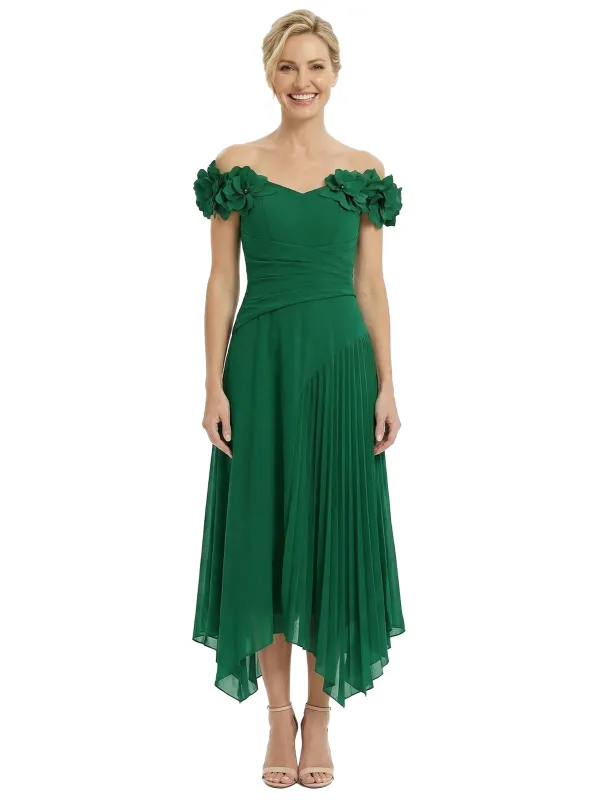 Chicsew Elegant Off Shoulder Sleeveless A-Line Ruched Chiffon Mother of The Bride Dress sold by ChicSew