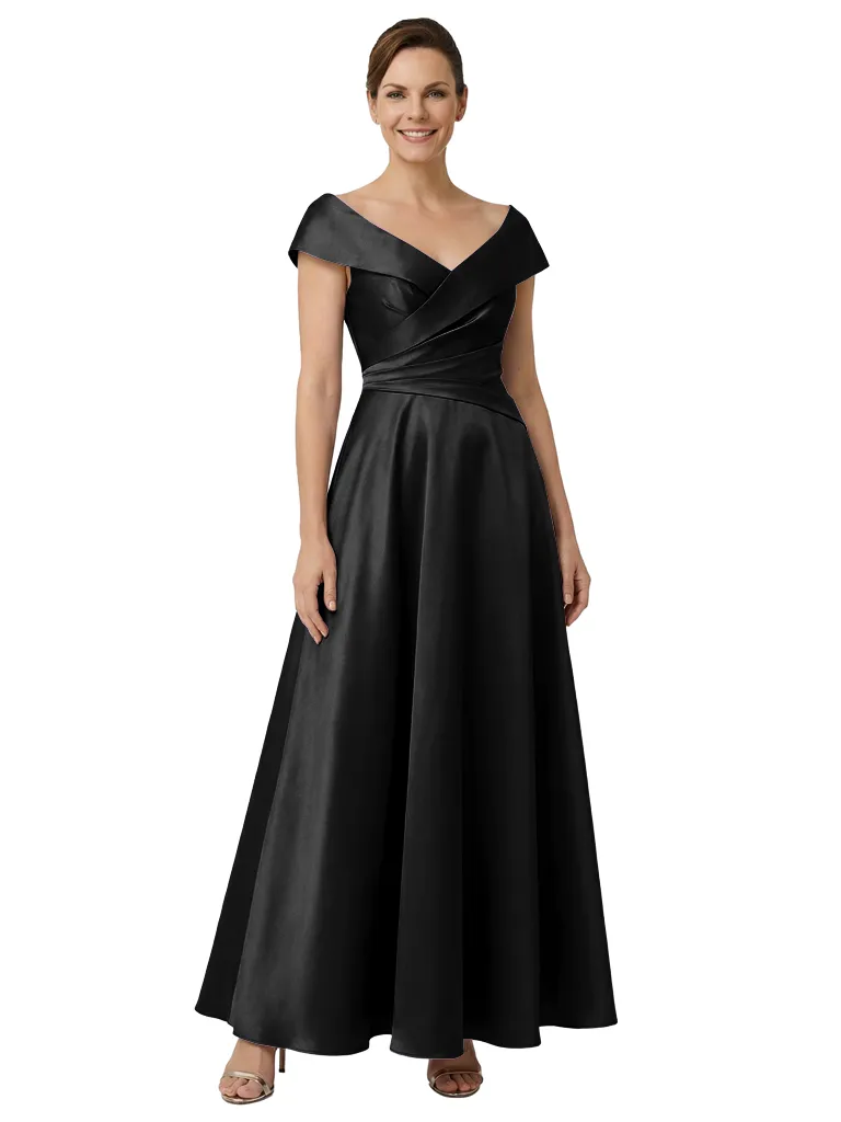 Chicsew Sophisticated Off Shoulder Sleeveless A-Line Satin Mother Of The Bride Dress sold by ChicSew product image thumbnail 4