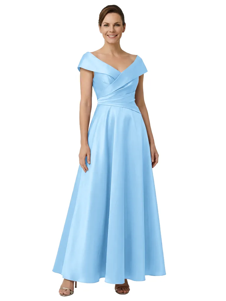 Chicsew Sophisticated Off Shoulder Sleeveless A-Line Satin Mother Of The Bride Dress sold by ChicSew product image thumbnail 5