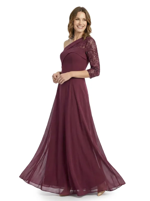 Chicsew Elegant One Shoulder 3/4 Sleeves Chiffon Mother of The Bride Gown sold by ChicSew