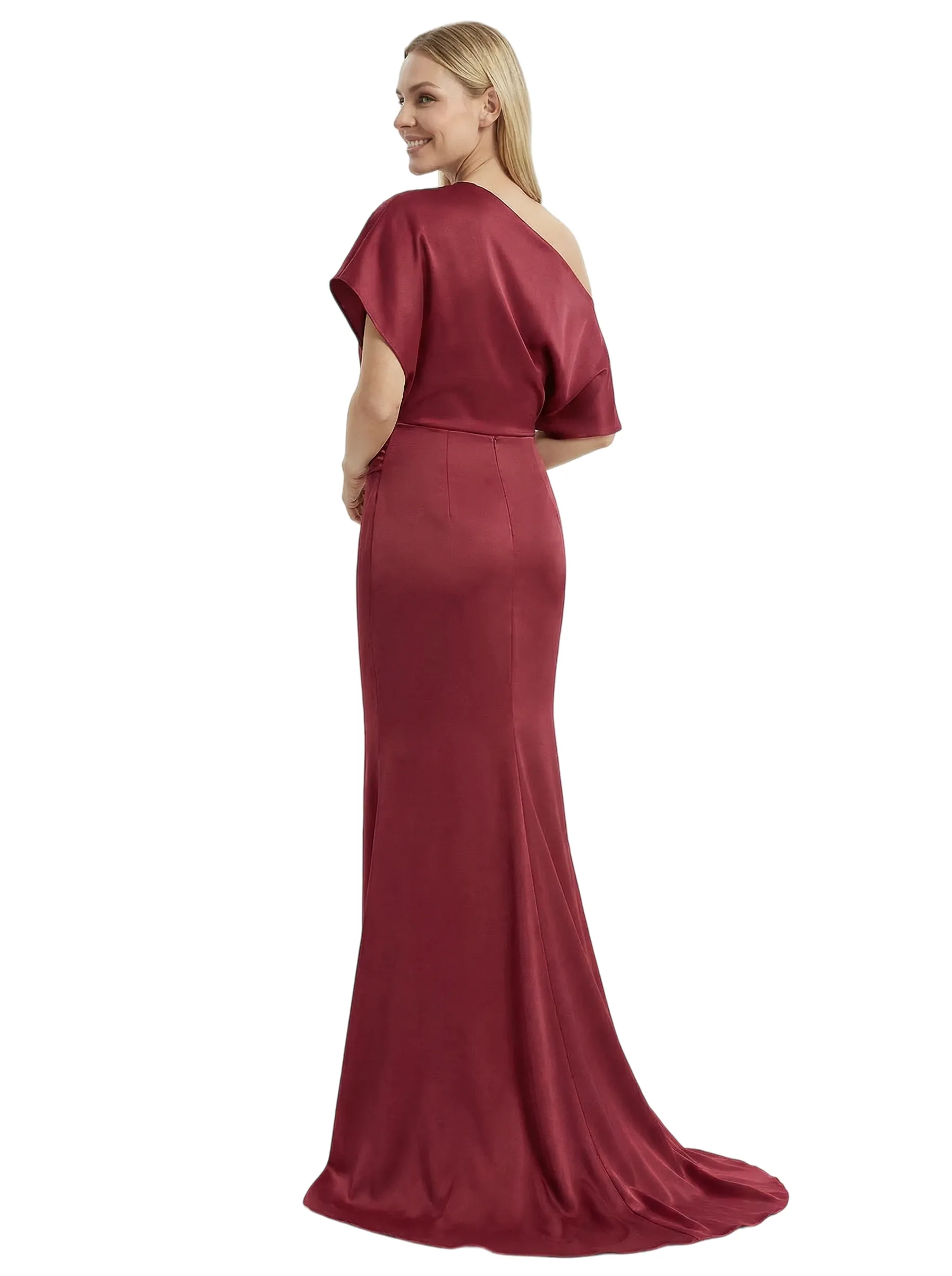 Chicsew Elegant One Shoulder Mermaid Satin Short Sleeve Mother Of The Bride Dresses sold by ChicSew product image thumbnail 3