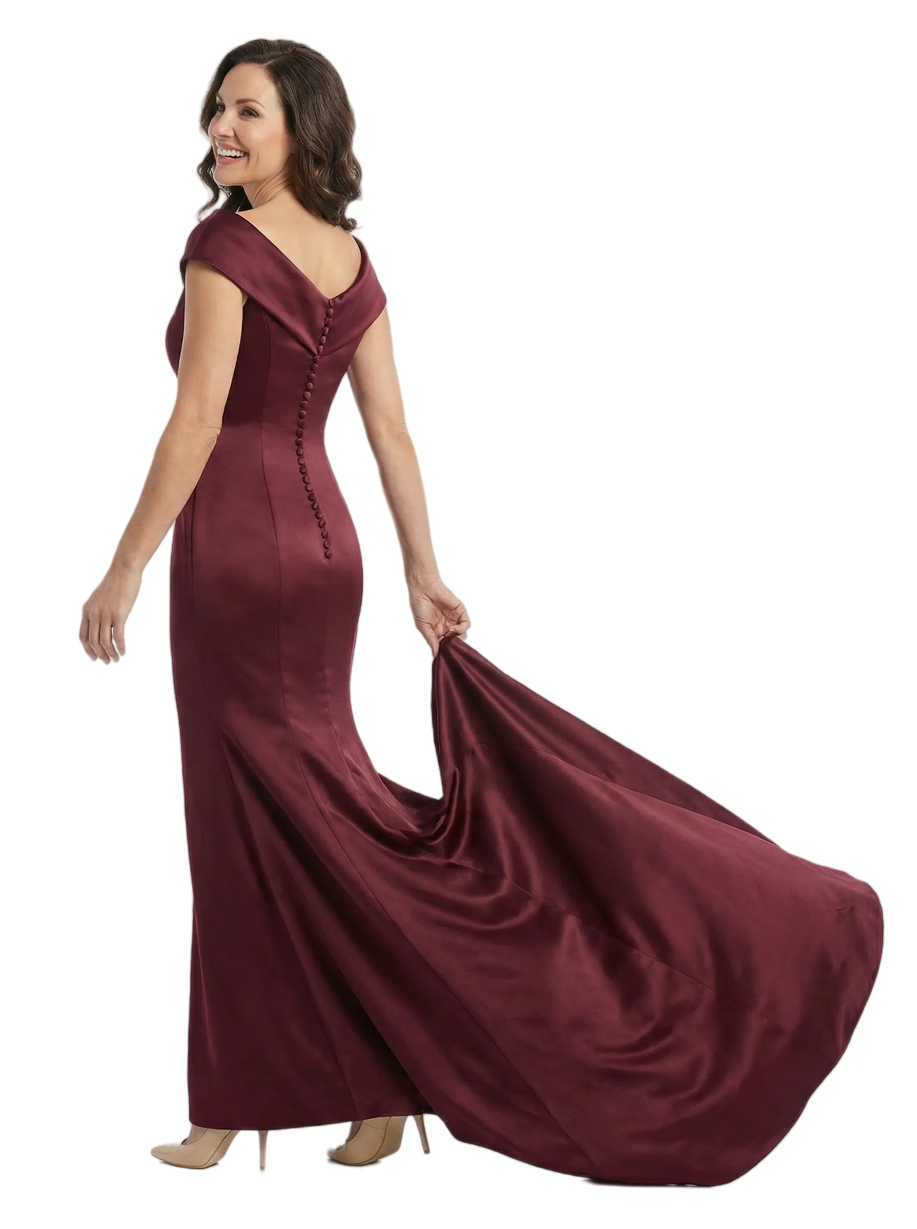 Chicsew Classy Off The Shoulder Satin Mermaid Evening Gown For Mother Of The Bride sold by ChicSew product image thumbnail 3