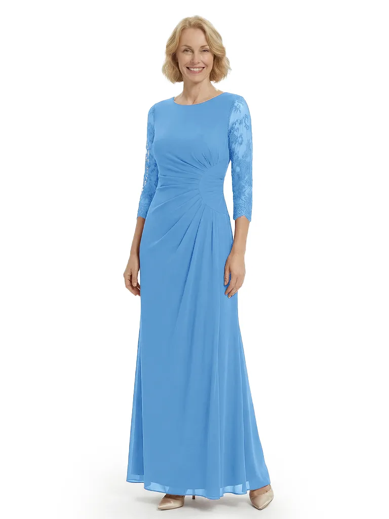 Chicsew Timeless Lace Long Sleeves Sheath Chiffon Gown Ruched Mother Of The Groom Dress Floor Length sold by ChicSew product image thumbnail 5