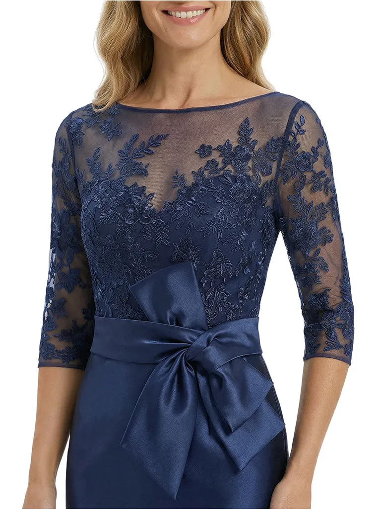 Chicsew Classy Tea-Length 3/4 Sleeves Satin Mother Of The Bride Dress With Illusion Lace Bodice sold by ChicSew product image thumbnail 2