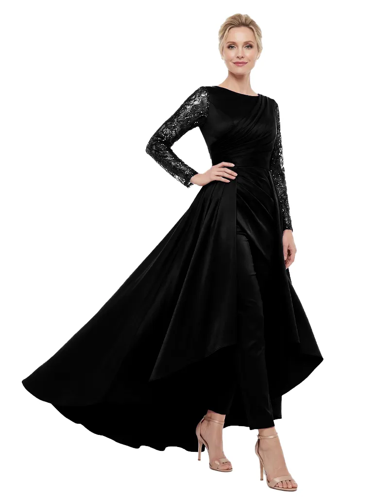 Chicsew Mother Of The Bride Dresses Jewel Long Sleeves Satin High-Low Gown Elegant sold by ChicSew product image thumbnail 4