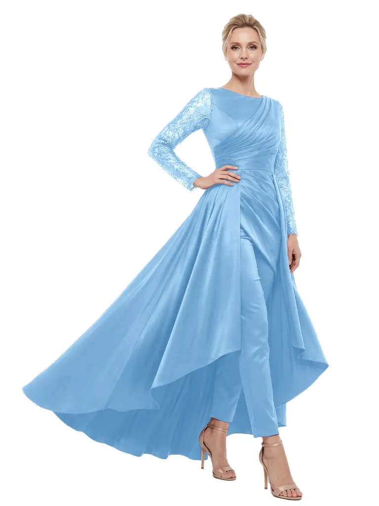 Chicsew Mother Of The Bride Dresses Jewel Long Sleeves Satin High-Low Gown Elegant sold by ChicSew product image thumbnail 5
